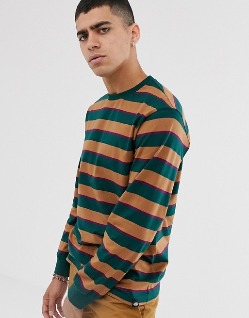 Dickies Latonia stripe long sleeve t-shirt in forest green