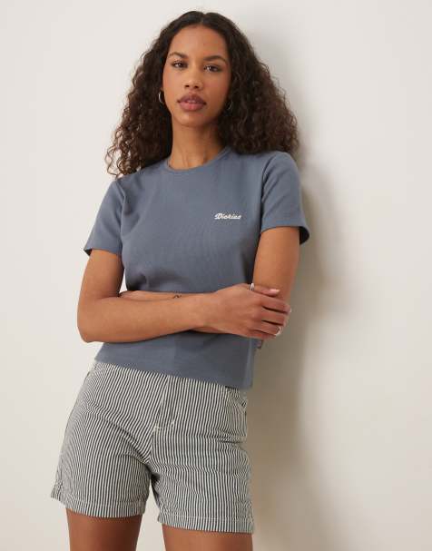 Dickies - Lewistown - Baby-T-shirt met geborduurd logo en lange pasvorm in middenblauw - view 1