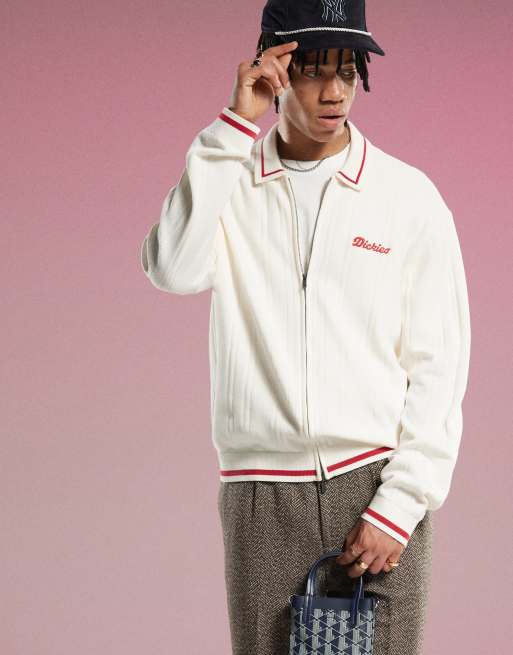 Dickies - Lewistown - Cardigan in maglia color bianco sporco a righe