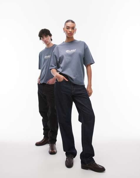 Dickies lewistown embroidered central logo t-shirt in mid blue - view 1