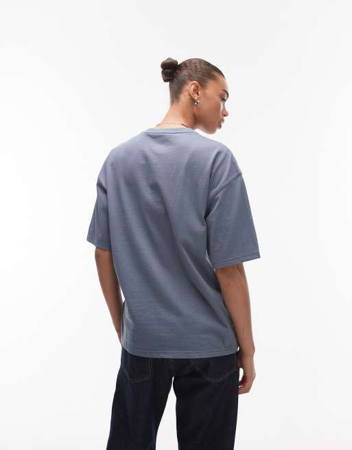 Dickies lewistown embroidered central logo t-shirt in mid blue, 3 of 4