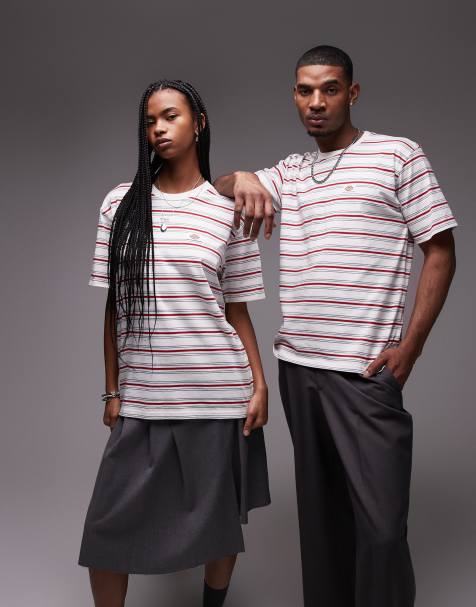 Dickies - Lewistown - Gestreept T-shirt in gebroken wit en rood - view 1