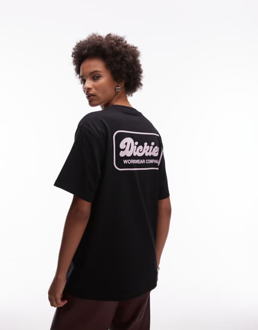 Dickies Lewistown graphic back print t-shirt in black and pink, 4 of 4