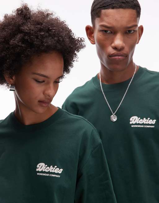 Dickies Lewistown graphic back print t-shirt in dark green and off white, 2 of 4