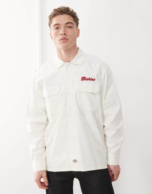 Dickies Lewistown long sleeve shirt in cream | ASOS