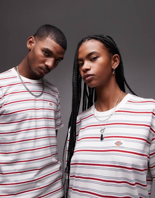 Dickies – Lewistown – Naturvit och rödrandig t-shirt, 4 av 4