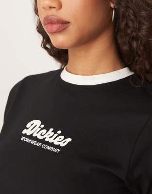 Dickies Lewistown Ringer Baby Tee In Black