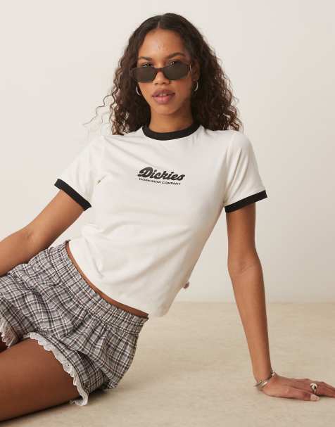 Dickies lewistown ringer baby tee in off white - view 1