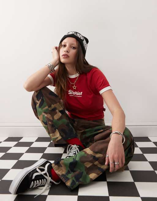 売れ筋商品|||ディッキーズ Tシャツ レディース トップス LEWISTOWN RINGER TEE  - Print T-shirt - egret Women's Lewistown Cropped Ringer T-Shirt - Dickies US