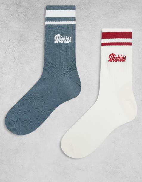 Dickies - Lewistown - Set van 2 paar gestreepte sokken in gebroken wit en blauw - view 1