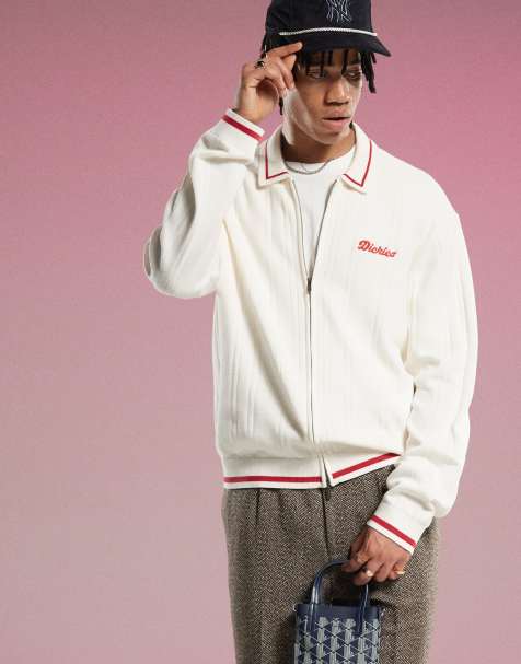 Dickies – Lewistown – Strickjacke in Wollweiß mit Streifen - view 1