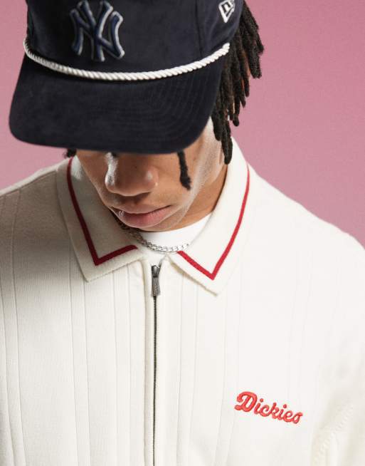 Dickies lewistown striped knitted cardigan in off white | ASOS