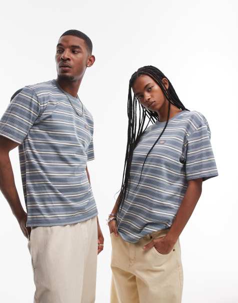 Dickies - Lewistown - T-shirt a righe blu medio e bianco sporco - view 1