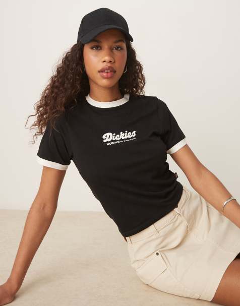 Dickies - Lewistown - T-shirt effet rétréci à bords contrastants - Noir - view 1