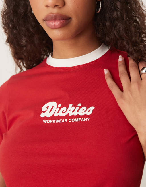 Dickies - Lewistown - T-shirt effet rétréci à bords contrastants - Rouge, 3 de 4
