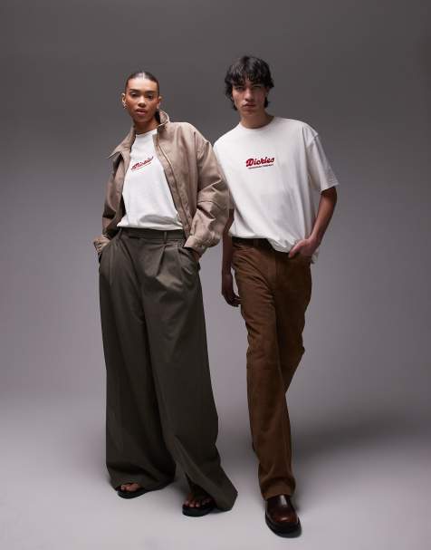 Dickies - Lewistown - T-shirt met geborduurd logo in het midden in gebroken wit - view 1