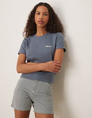 Dickies - Lewistwon - Knapp geschnittenes Longline-T-Shirt in Mittelblau mit aufgesticktem Logo