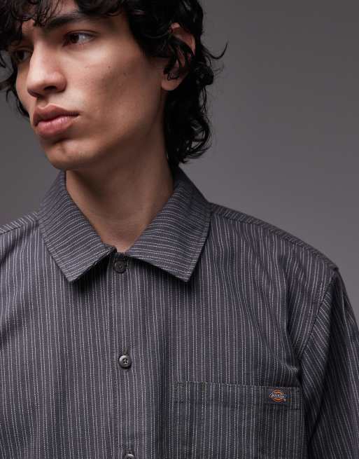 Dickies - Lima - Oversized overhemd met krijtstreep in donkergrijs, 5 van 5