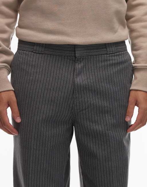 Dickies - Lima - Pantaloni a fondo ampio grigi con motivo gessato, 4 di 5