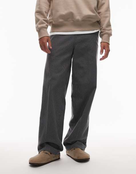 Dickies Lima pinstripe wide leg pants in grey - view 1