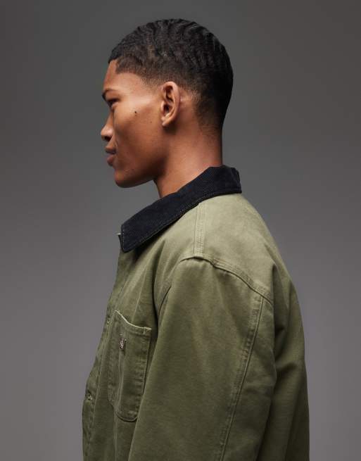 Dickies lined chore canvas jacket in khaki green, 4 of 5