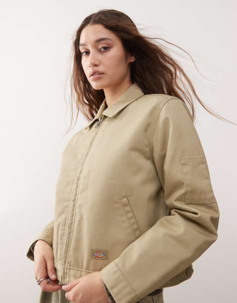 Dickies lined cropped eisenhower jacket in beige - view 1