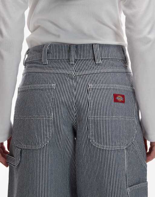 Dickies – Lockere, gerade geschnittene Carpenter-Hose mit Hickory-Streifen in Blau, 4 von 5