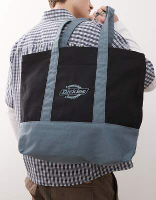Dickies Dickies logo canvas tote bag in black and mid blue