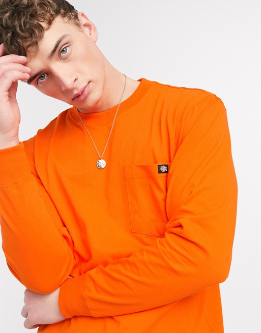 Dickies long sleeve pocket t-shirt in orange