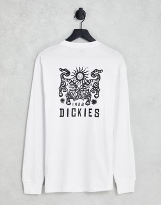 Dickies long sleeve tiger back print t-shirt in white
