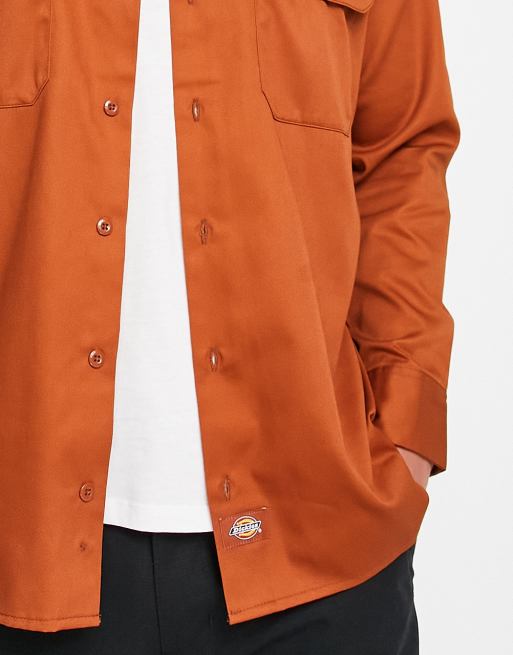  Dickies long sleeve work shirt in brown , 2 of 4