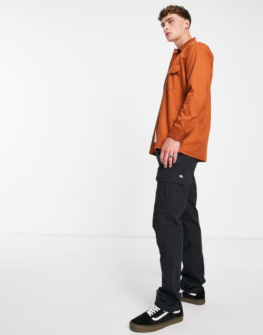  Dickies long sleeve work shirt in brown , 3 of 4