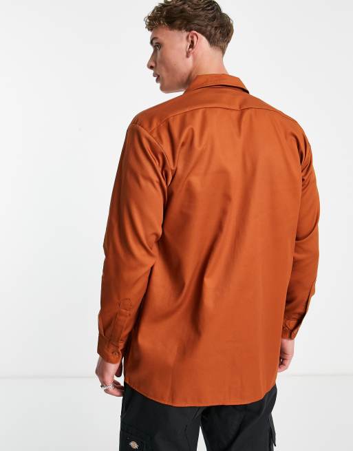  Dickies long sleeve work shirt in brown , 4 of 4