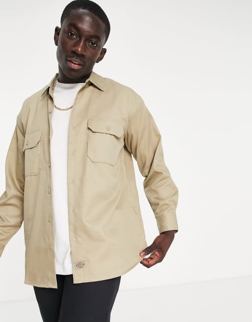 dickies khaki long sleeve shirt