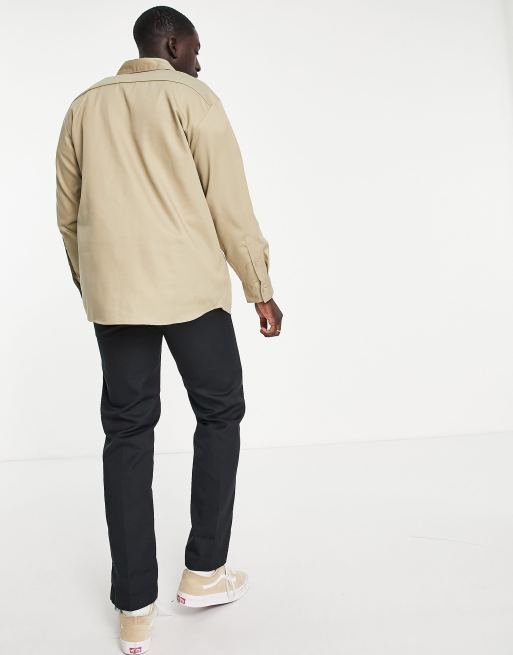 Dickies Long Sleeve Work Shirt In Stone