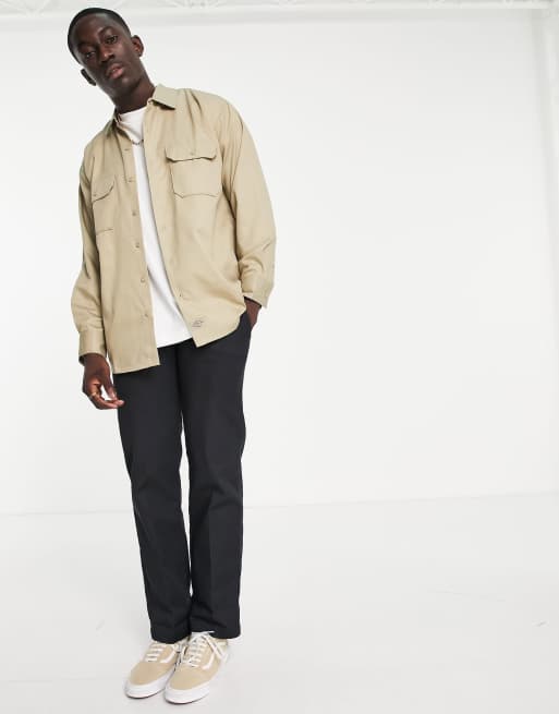 Dickies Work Short Long Sleeve Shirt In Beige ASOS, 53% OFF