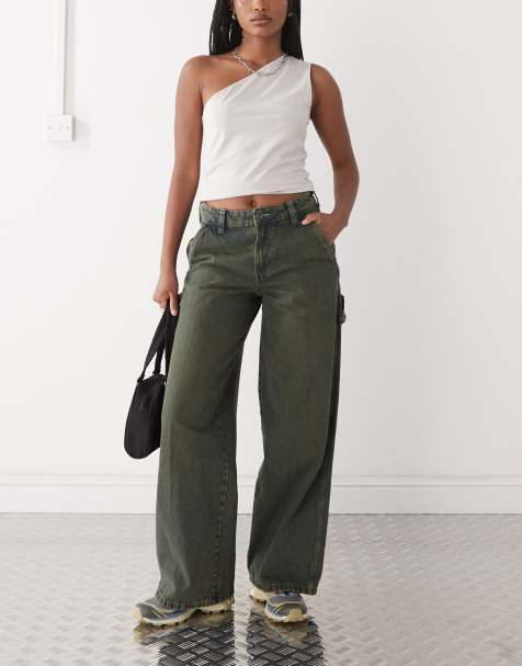 Dickies loose denim carpenter pants in blue with yellow rinse