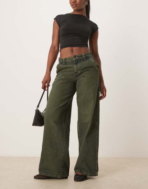 Dickies loose denim carpenter pants in green fade - view 1