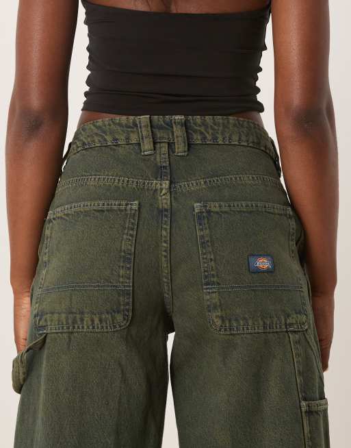Dickies loose denim carpenter pants in green fade | ASOS