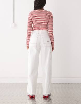 Dickies Loose Denim Carpenter Pants In White