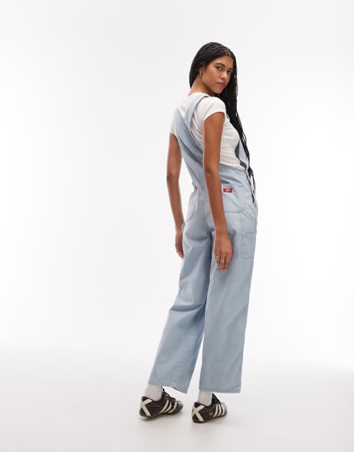 Dickies loose denim dungarees in light blue, 4 of 4