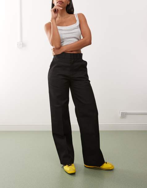 Dickies loose fit double knee pants in black