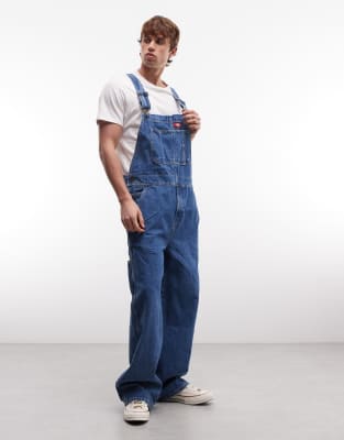 Loose-Fit-Jeans-Latzhose in klassischem Blau Blau S