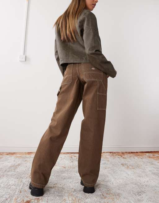 Dickies loose straight carpenter pants in brown ASOS