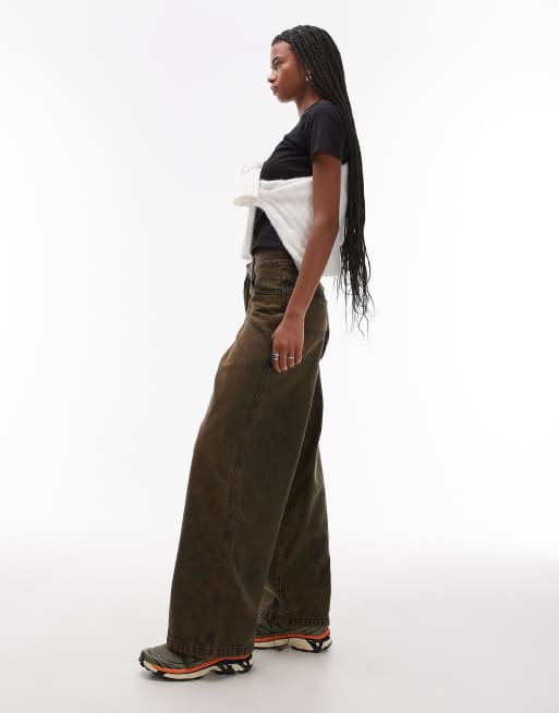 Dickies - Loose Wave - Denim jeans met wijde pijpen in indigo met bruine wassing, 3 van 5