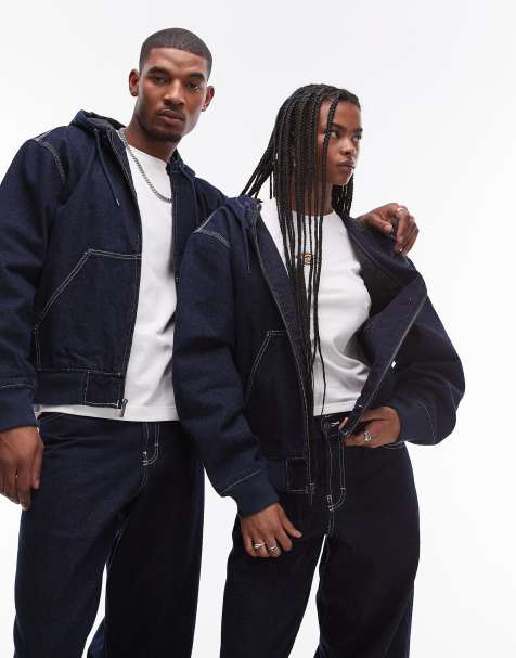 Dickies Loose Wave hooded denim jacket in rinsed dark blue - view 1