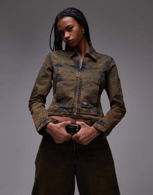 Dickies - Loose Wave - Veste en jean ajustée - Indigo délavé à reflets marron-Bleu