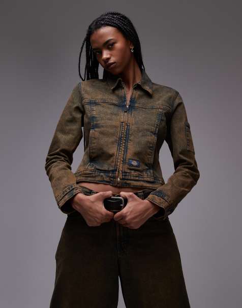 Dickies - Loose Wave - Veste en jean ajustée - Indigo délavé à reflets marron - view 1