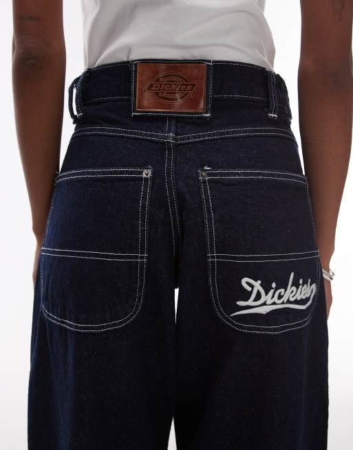 Dickies loose wave wide leg denim jeans in rinsed dark blue | ASOS