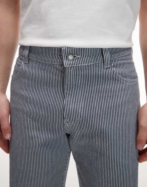 Dickies - Losse rechte timmermansbroek met hickory-strepen in blauw, 5 van 5
